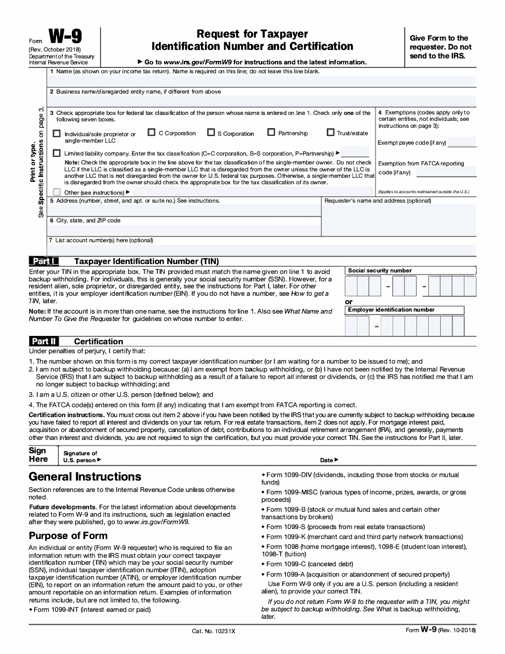 IRS W-9 Form